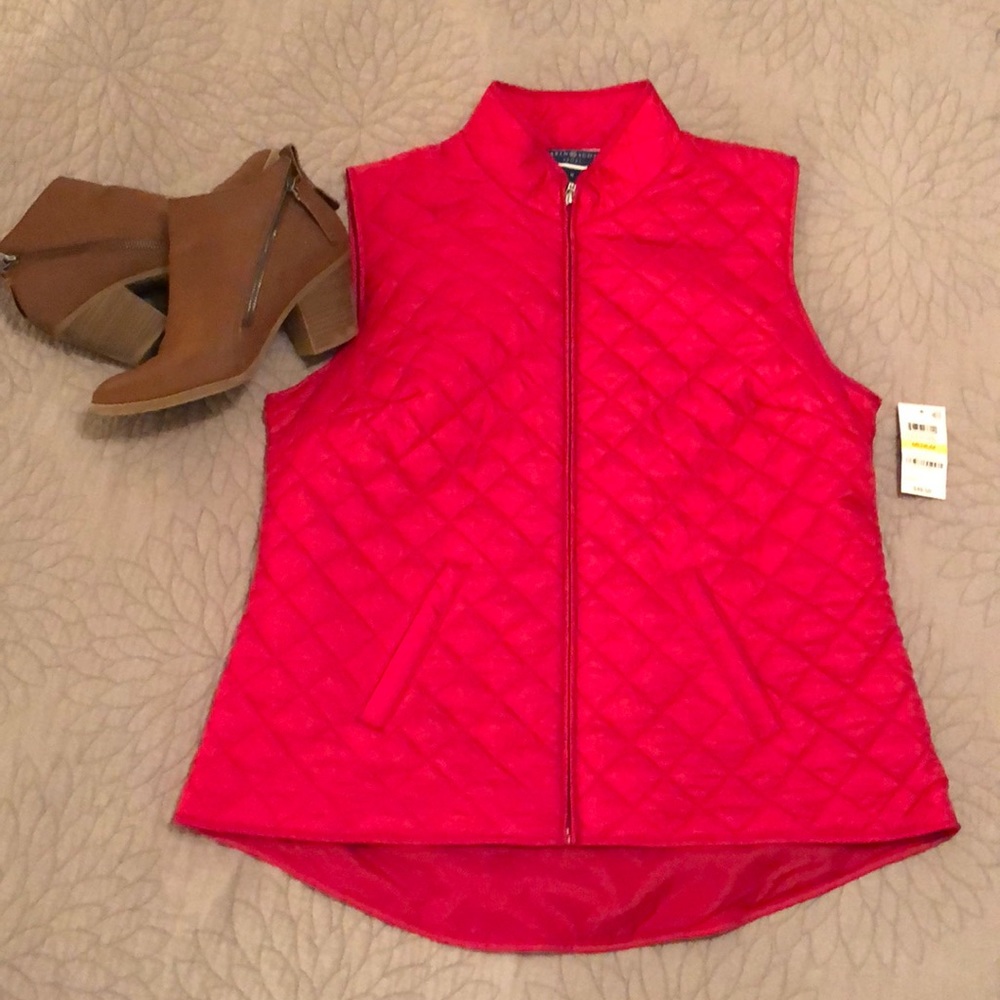 Red quilted vest